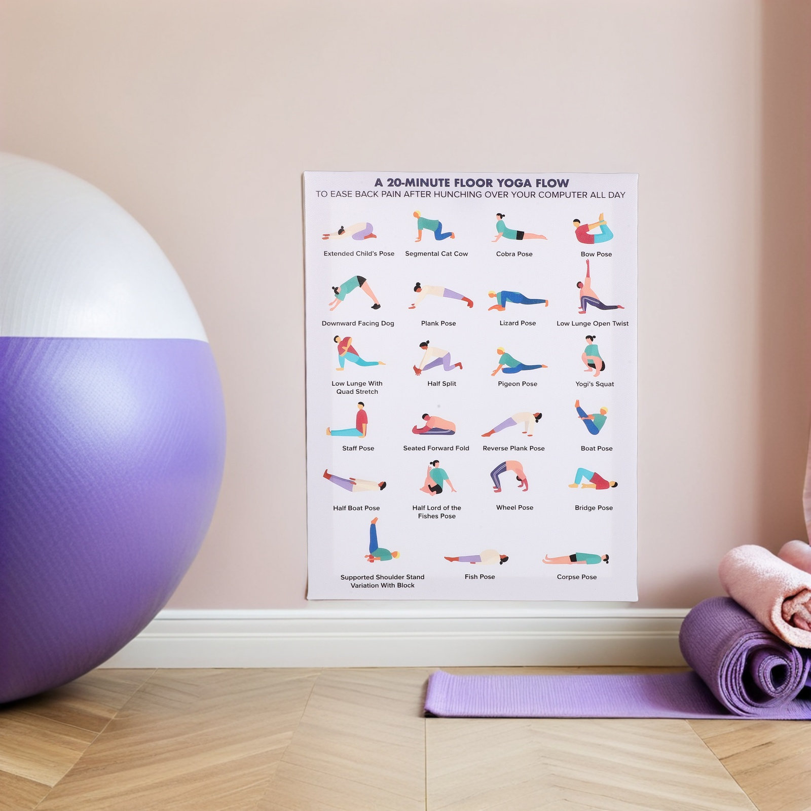 Office Furniture Modern - Yoga Poster Wall Art Bundle Modern