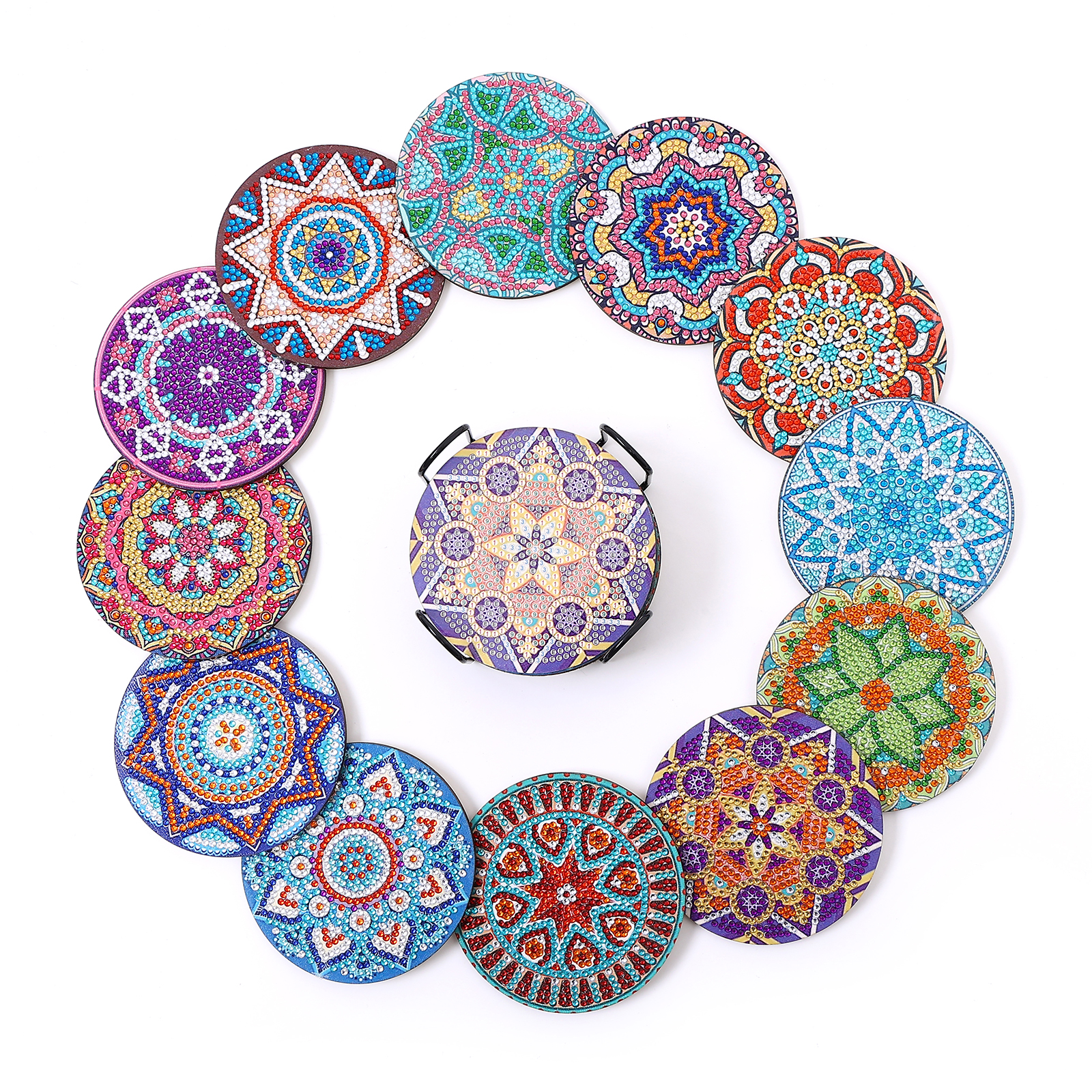 Office Furniture Table - 12Piece Manda Floral Pattern Crystal Rhinestone